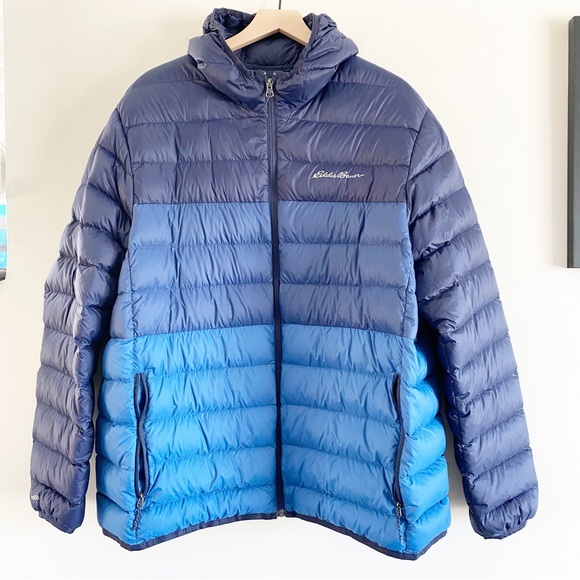 Eddie Bauer Other - Eddie Bauer Men’s Hooded Puffer Jacket Blue Ombré Size XXL